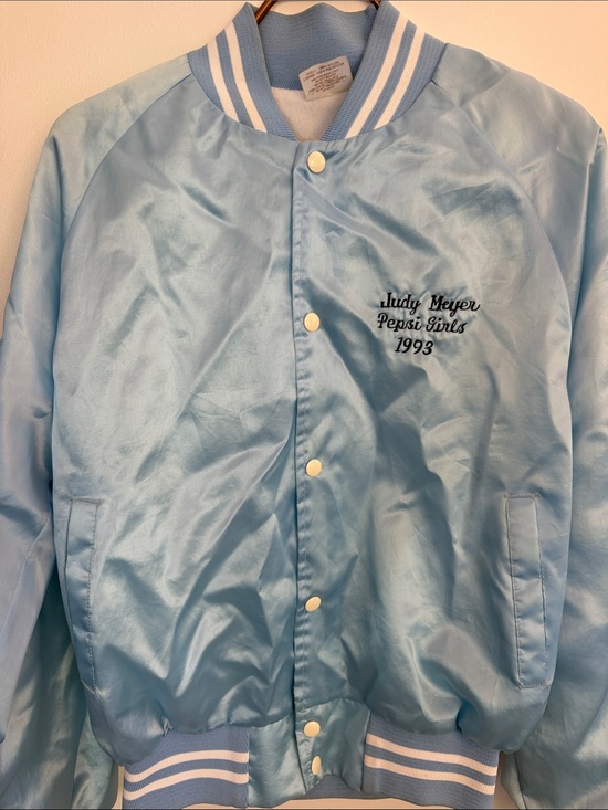 Pepsi Jackets & Blazers - Pepsi Girls fun Light Blue Satin Jacket with White Trim Vintage style